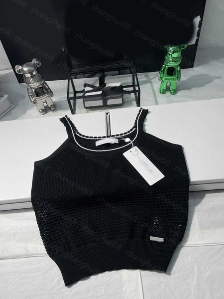 

23ss womens designer clothing womens knits color matching crewneck hollowed out simple knitted suspender womens clothes, White