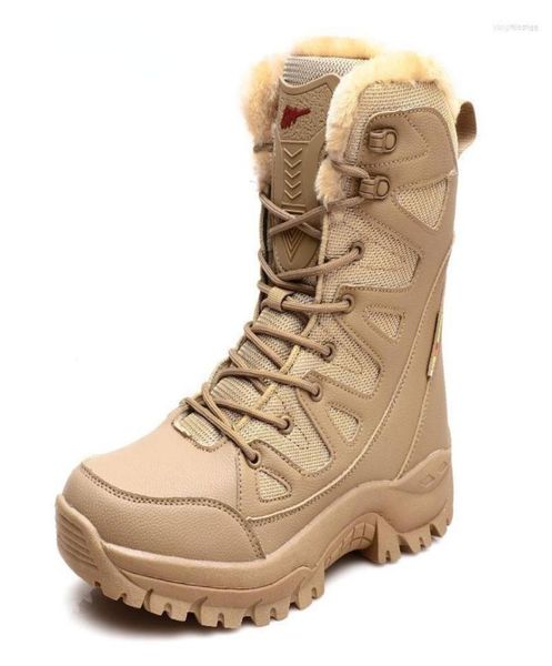 

boots 3646 military leather combat for men and woman fur plush winter snow outdoor army bots shoes4573154, Black