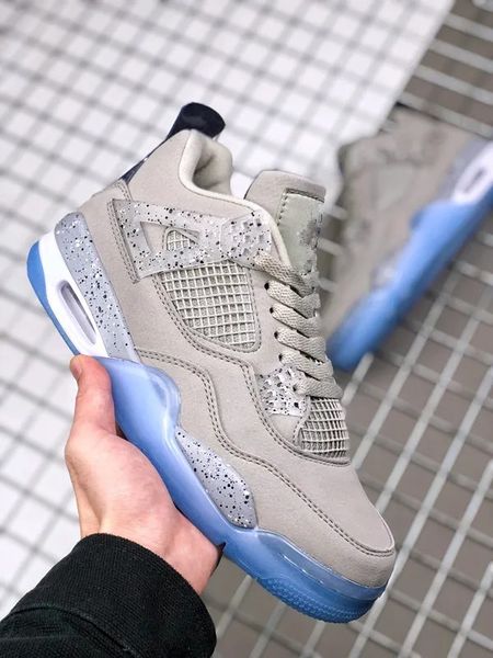 

jumpman 4s low basketball shoes gerogetown grey blue ice cushioned mens womens designer outdoor sneakers trainer size available fast ship wi