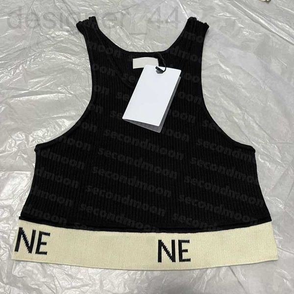 

women's tanks & camis designer women knits t shirts sport cropped designer stripe crop knitted vest woman tees bbou, White