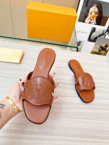 

casual shoes designer slippers men women sandals classic beach flat slipper leather slides summer ladies flip flops, Black