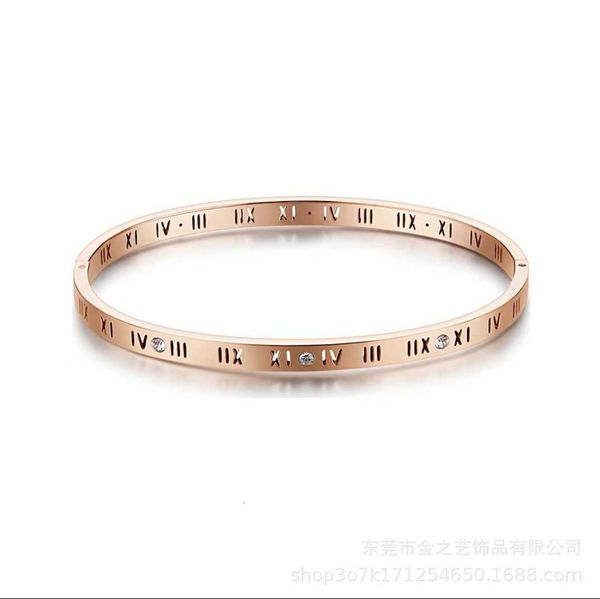 

2023 korean version simple and versatile hollow roman numerals titanium bracelet ias rose gold, Golden;silver