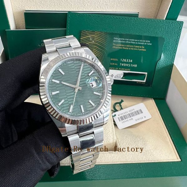 

v3 automatic 3235 mechanical watch for men big magnifier 41mm stainless steel sapphire mens 126334 watches water ripple mint green male wris, Slivery;brown