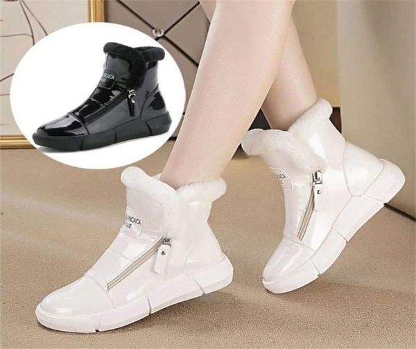 

women snow boots winter fashion ankle platform keep warm retro zipper short plush botas mujer 2112133847268, Black