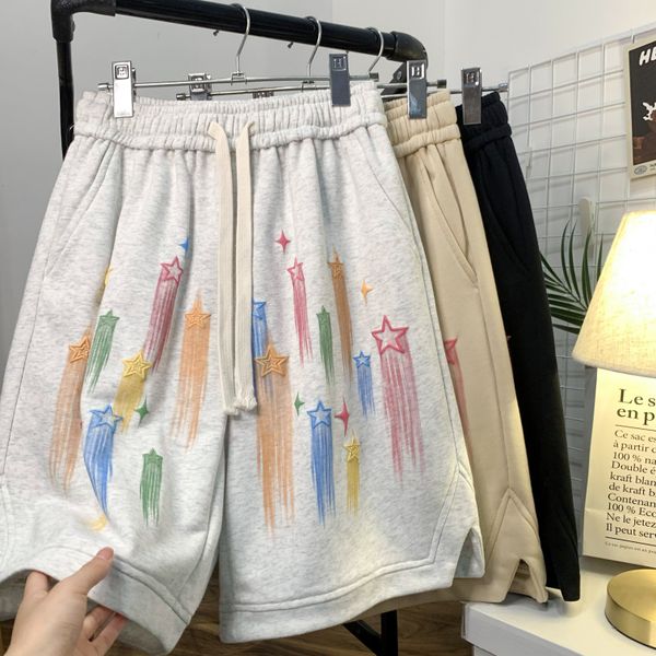 

graffiti star shorts 2023 summer american vintage pants trend heavy nickel pants casual shorts hundred matching pants loose wide leg pants, White;black