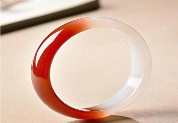 

5662mm red white twotone handmade jade bracelet01234566555520, Black