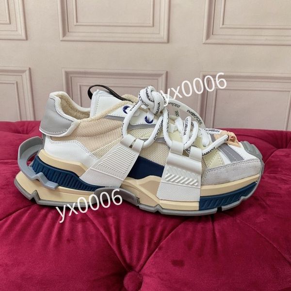 

new luxury designer calfskin casual shoes reflective sneakers vintage leather trainers fashion shoes leisure shoe platform lace-up sneaker, Black