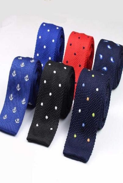 

neckwear promotion knitting 5cm skinny neckties for men brand ties embroider dot strip gentlemen dress shirt accessories 2pcslot8178794, Blue;purple