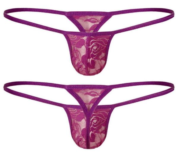 

men seethrough floral lace gstring thongs low rise bulge pouch tback micro underwear l2207112520457, Red;black