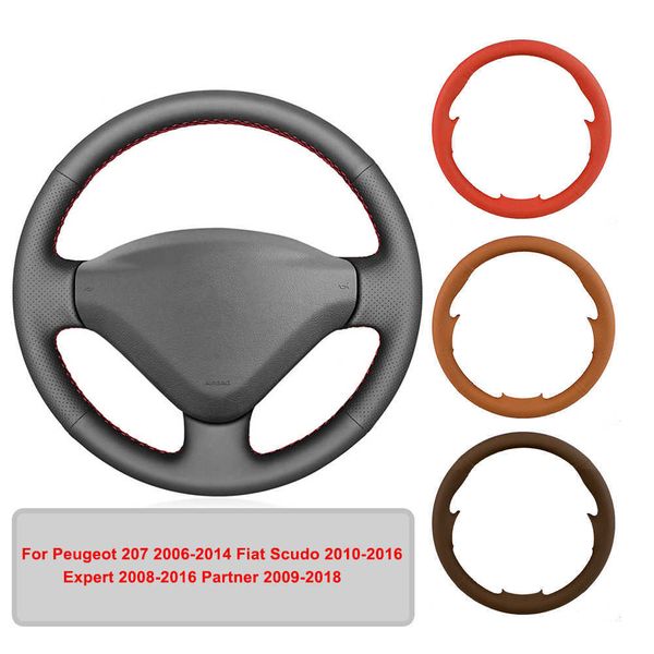 

steering wheel covers hand-stitched artificial leather car steering wheel cover for peugeot 207 fiat scudo expert partner steering wheel bra