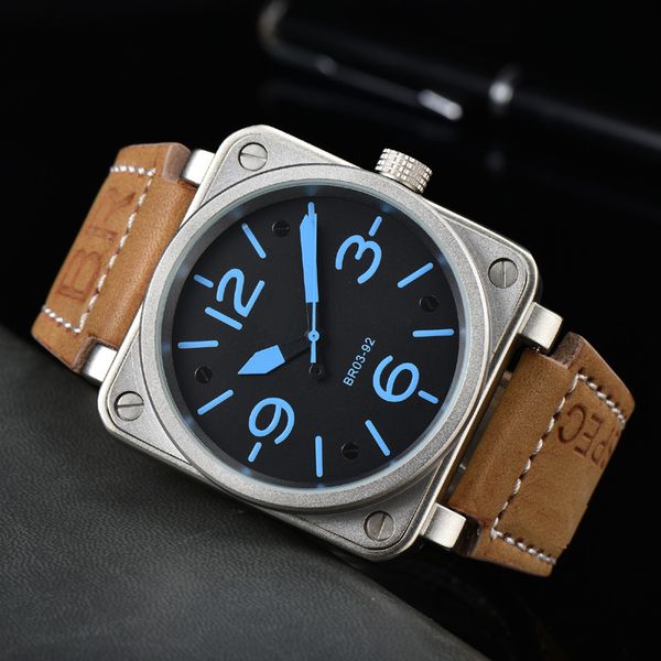 

2023 new watch men's leisure diamond watches gold steel case leather mechanical automatic wristwatch strap male relogio masculino br10, Slivery;brown