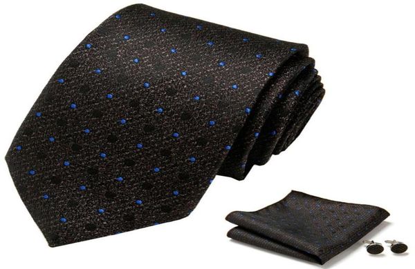 

arrival men brand ties hanky cufflinks set navy blue paisley silk jacquard woven neck tie suit wedding party bow2452442, Black;gray