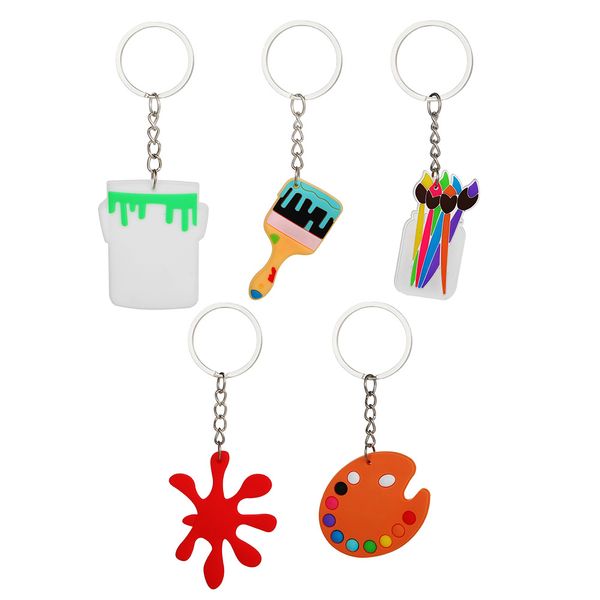 

pvc silicone paintbrush keychain children's painting cartoon keychain bag pendant gift keyring key chain, Silver