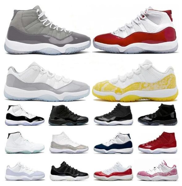 

jumpman 11 11s yellow snakeskin basketball shoes low cement grey cherry midnight navy cool grey cap and gown dmp concord bred men women trai, Black
