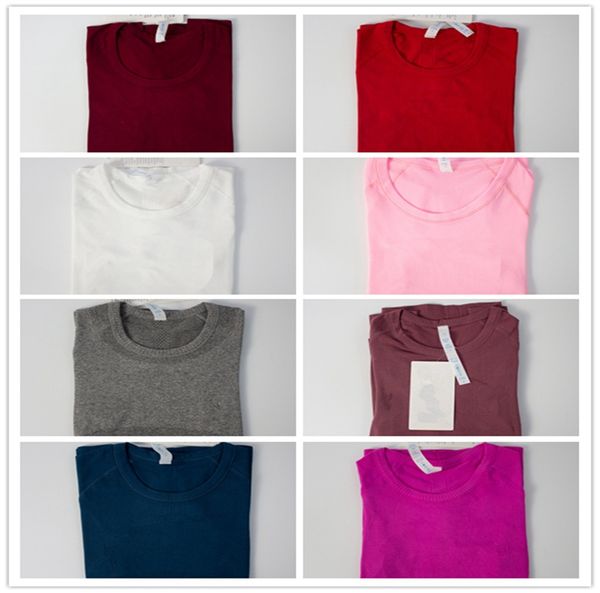 

lu-099 nwt women's sports t-shirt fitness clothing woman short sleeve workout shirts gym active wear yoga clothes ladies 2023top