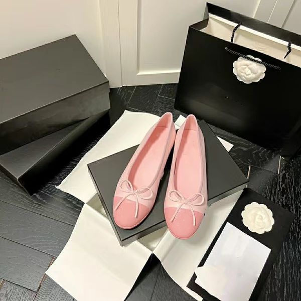 

ladies casual shoes sandals for women loafers dress shoe stitching ballerinas falts lambskin fabric ballet flat sandal summer slides luxury, Black