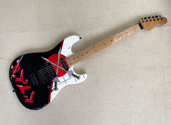 

6 strings electric guitar with roasted maple neck sword pattern floyd rose can be customized as request