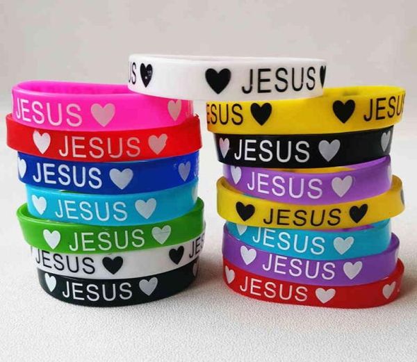 

20pcs lots jesus silicone bracelets devout christian church prayer rubber band night glow mix color hand wristband brand jewelri2605269, Golden;silver