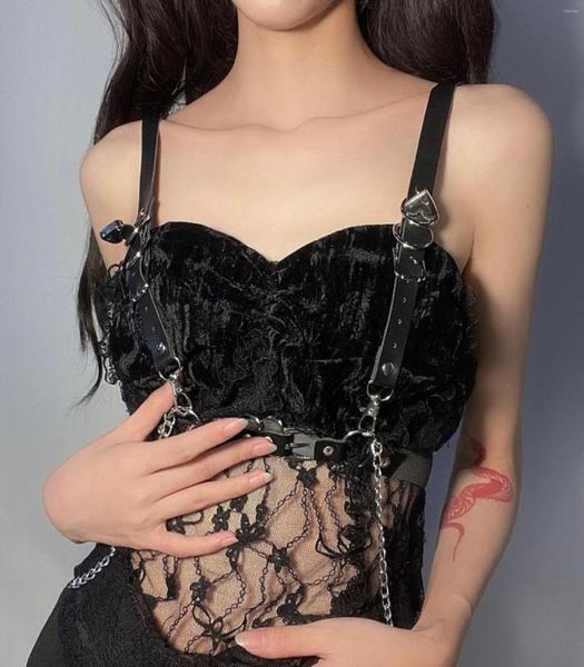 

belts punk gothic pu waist with chain harajuku harness leg belt body strap jk dress jeans slim bondage cool waistband3882206, Black;brown