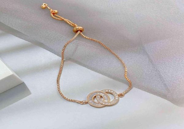 

18k genuine gold girl push pull bracelet ins small crowd design zircon round jewelry silver gift1040332, Golden;silver