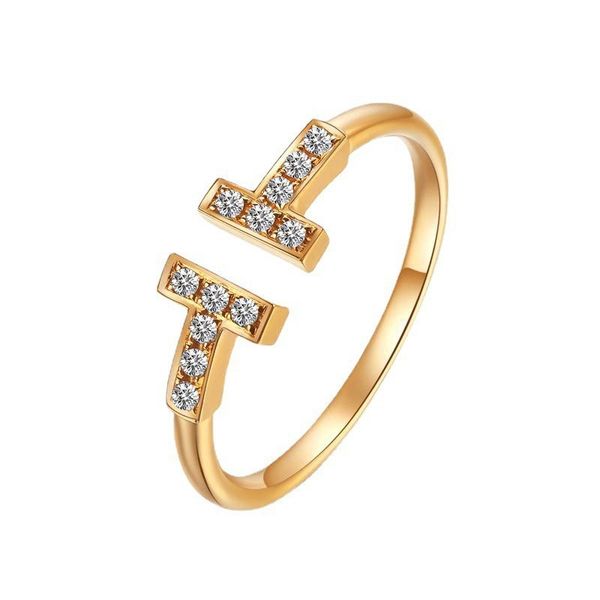 

luxury brand double letter ring micro pave engagement wedding rings jewelry for women gift, Silver