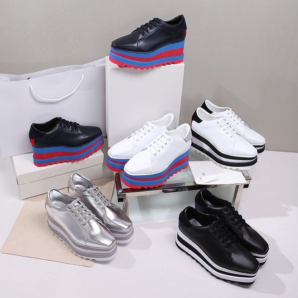 

new stella mcartney elyse star platform oxford women shoes with platform black leather white sole 01