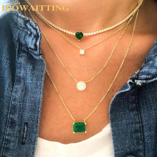 

necklaces new gold plated 3mm thin tennis chain rainbow colorful red green blue cz heart lover choker necklace 2022 valentine's day gif, Silver