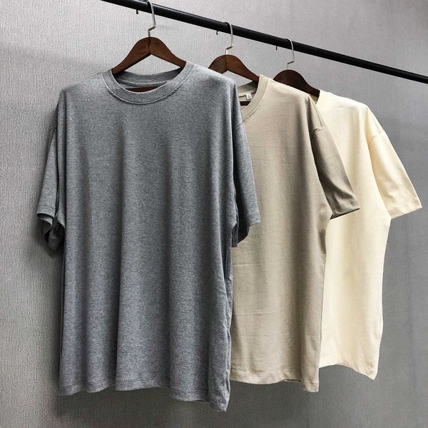 

men's t-shirts fashion ess designer feel of god fog double thread ess short sleeve solid color high street small bottomed shirt lovers, White;black