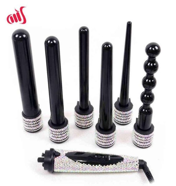 

6 in 1 crystal curling iron diamond hair curler wand set rhinestone hair curler sytling tools h2204237732554
