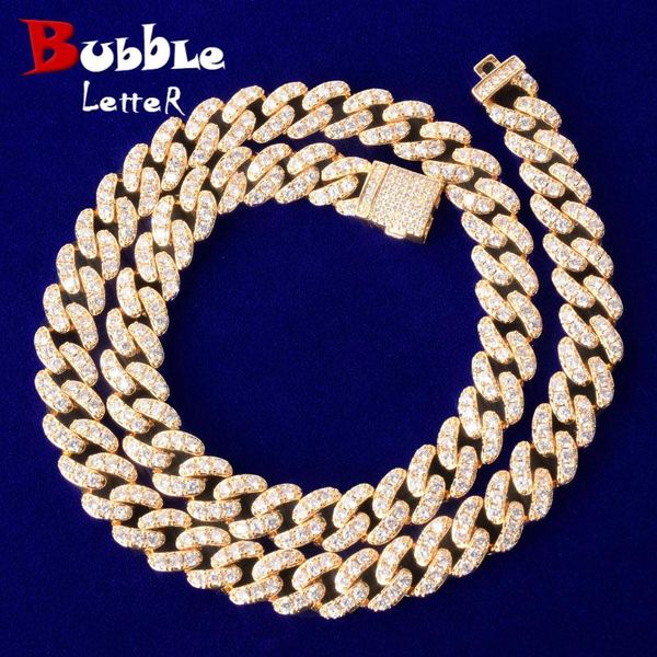

necklaces bubble letter miami cuban link chain for men necklace bling aaaa zircon charms hip hop fashion jewelry 2021 trend, Silver