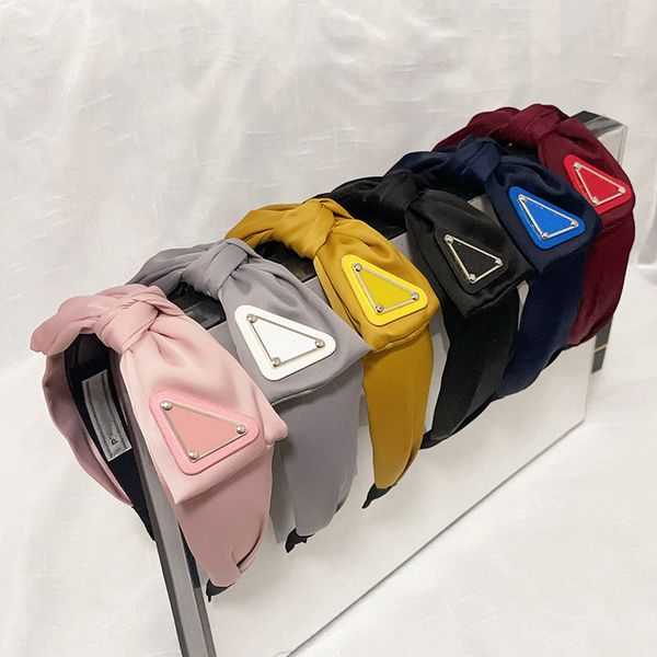 

luxury bowknot p-letter headbands fashion brand solid color hair clips designer romantic girl satin hairband simple new headwear gifts, Silver
