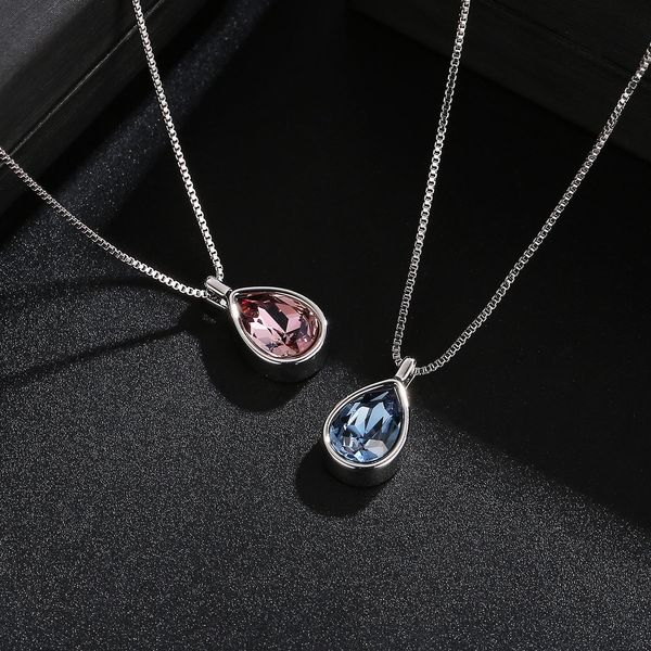 

necklaces baffin blue water drop pendant necklace with premium crystals from austria silver color daily jewelry for women girls