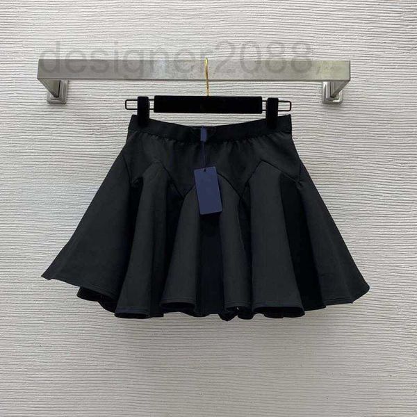 

skirts designer 23 early spring new waist triangle letter logo ribbon splice elastic fluffy skirt small black half gft9