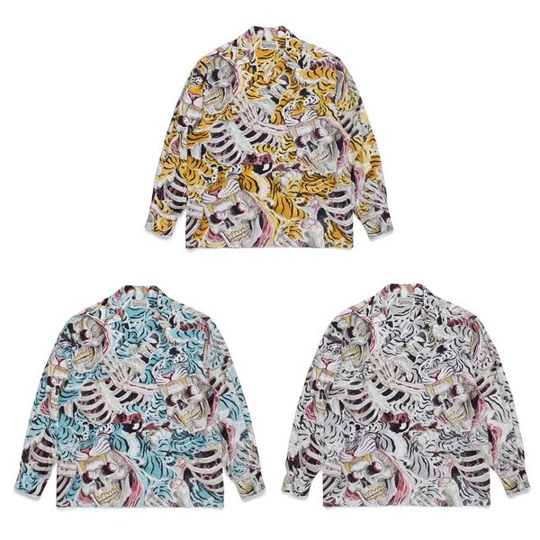 

full print hawaiian long sleeve shirt men women shirts, White;black