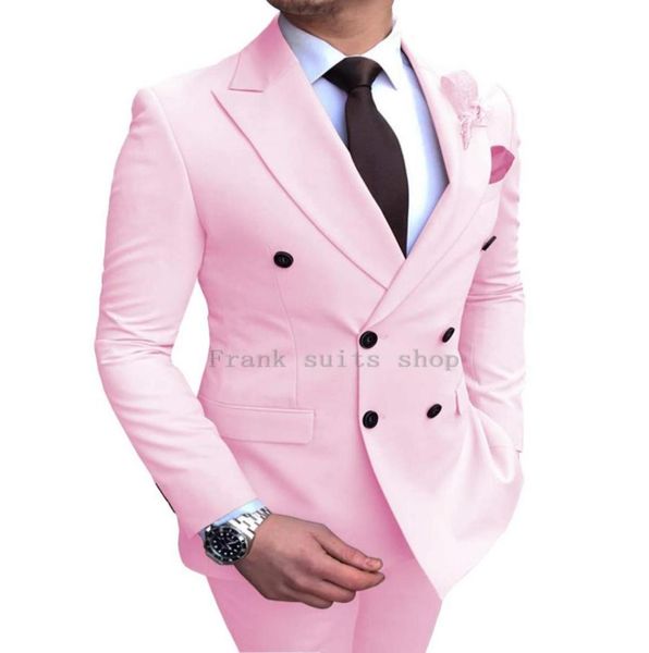 

groomsmen groom custom made tuxedos pink men suits peak lapel man 2 pieces wedding jacketpants7290772, Black;gray