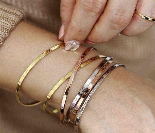 

modyle stainless steel cuff bracelet bangle for women rose gold silver color mantra bracelets gifts7415862, Golden;silver