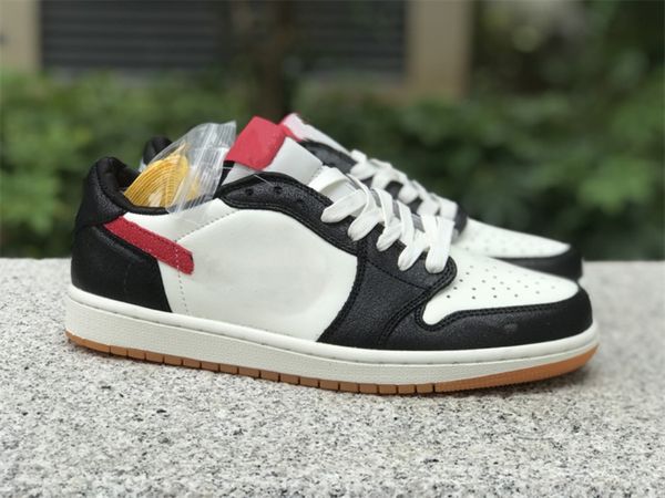 

burst black white red 1s low basketball shoes jumpman 1 designer shoes sneakers with original box
