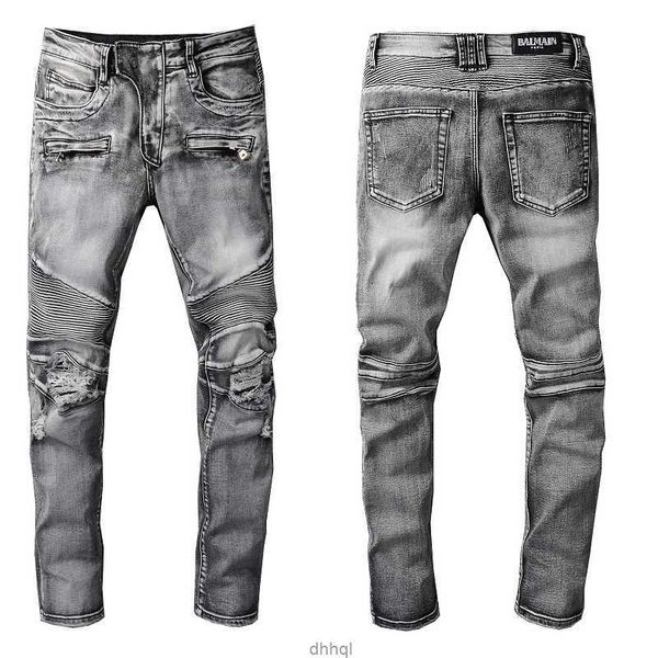 

wholesale balaman mens men ripped skinny straight slim elastic denim biker jeans long pants stylish fit jean7dvj7l2i, Blue