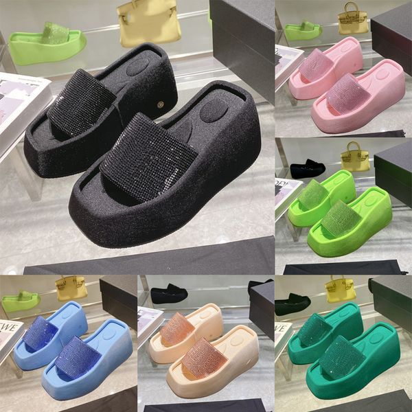 

taji platform designer sandals wedge heels thick bottom womens increase height slides black pink red dazzling wang slippers ladies fashion l