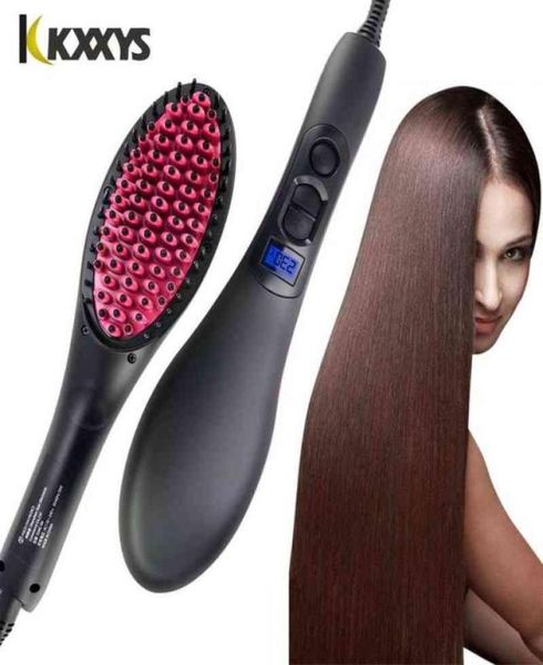 

professional comb hair straightener styling brush irons straightening hair brush electric curler styling combs eu us plug 2112242144127, Black