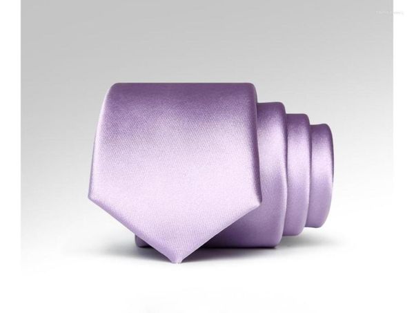 

bow ties 2022 arrival elegant men fashion violet 5cm slim silk necktie gravata for solid color party tie with gift box l50271998391, Black;gray
