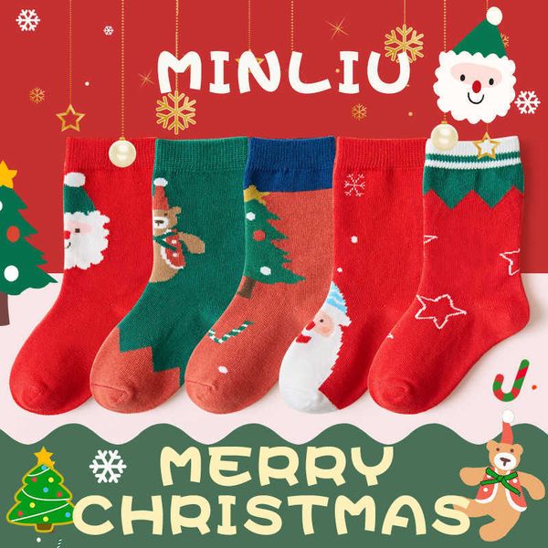 

socks 5 pairs of christmas cotton boys and girls baby cute cartoon warm autumn 1-12 year fashion happy children's socks g220524, Pink;yellow