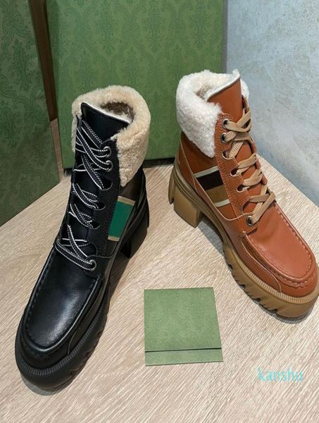 

winter wool boots 100 leather laceup men sneaker cowhide casual woman martin boot fashion platform trainers thick bottom high to2399694, Black