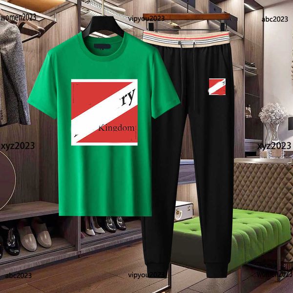 

man tracksuits designer rectangular pattern printing casual suit size -3xl 2pcs round neck short sleeved t-shirt and trousers, Gray