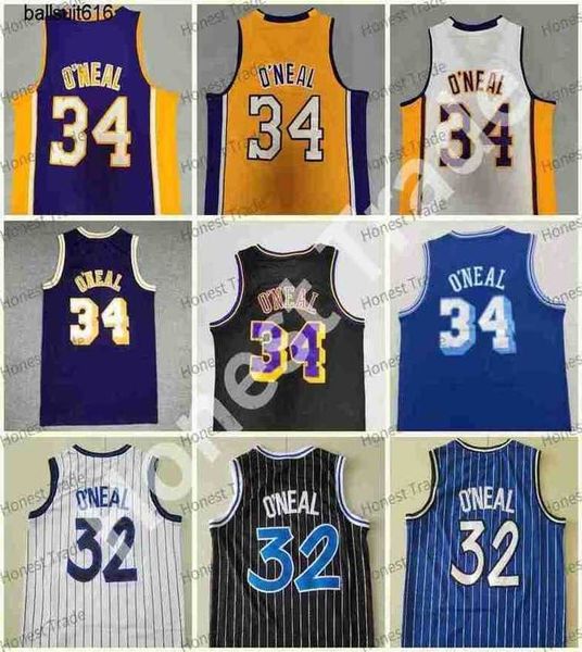 

basketball jerseys mens 34 shaquille oneal 32 yellow basketball jersey shaq neal purple men, Black;red