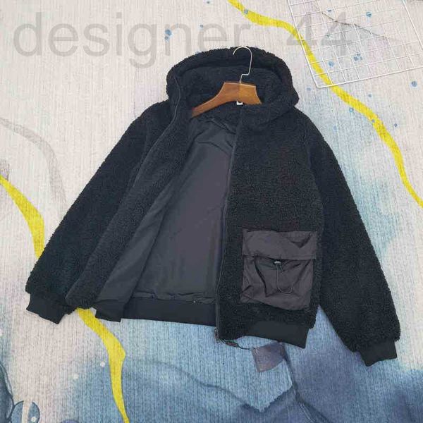 

men's jackets designer fashion design p autumn and winter new couple's lamfur wool integrated tooling hooded jacket for men women, Black;brown