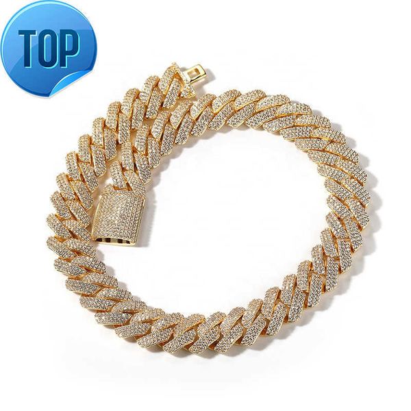 

iced out men jewelry 5a cz hip hop new micro pave 19mm cuban link chain big heavy chunky necklace for men boy, Silver