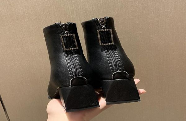 

boots 2021 new short boots winter women039s shoes versatile british style square head thick heel net red ins tide thin4050136, Black