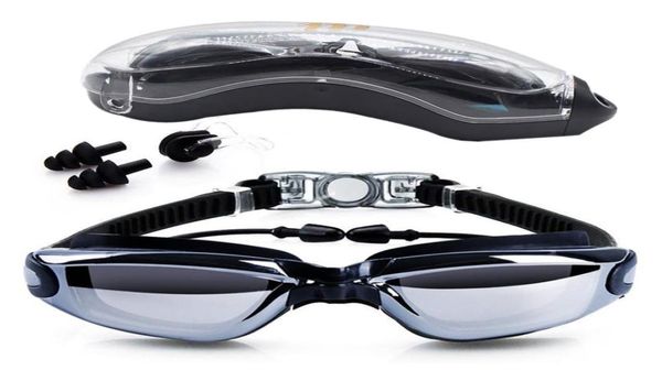 

swimming goggles earplugs nose clip electroplating uv waterproof anti fog swimwear eyewear swim diving glasses gafas adjustable4249647