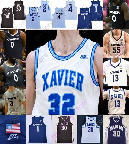 

Xavier Basketball Jersey NCAA College Souley Boum Zach Freemantle Colby Jones Jack Nunge Crawford West Adam Kunkel Jerome Hunter Desmond Claude Youth W, Grey ii